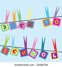 Back to school, happy concept with cloths pegs