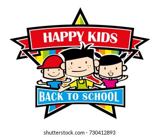 Back to school. happy kids back to school -  illustrative logo 