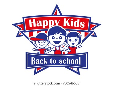 Back to school. Happy Kids smiling back to school vector sign - vector