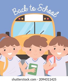regreso a la escuela de estudiantes felices, afiche