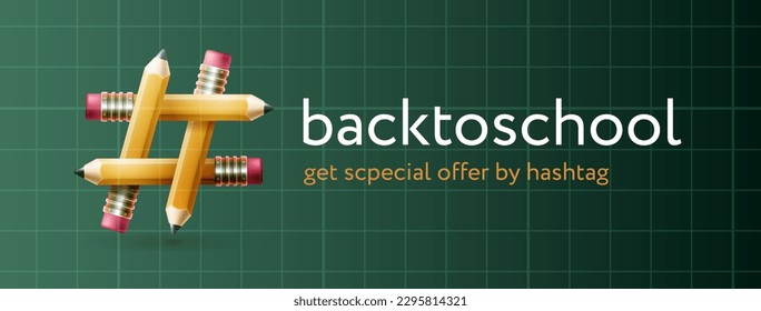 Back to school hashtag on green background, vector illustration