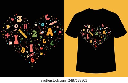 back to school heart shape t-shirt design,Back To School Tshirt Design Funny Gift Back To School Tshirt Design For School Love.