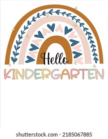 Back to School Hello Kindergarten Squad Teachers and Students 2022 Rainbow Boho Style