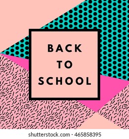 Back to school hipster background geometric texture. Minimal printable journaling card, label design for banner, poster, flyer.