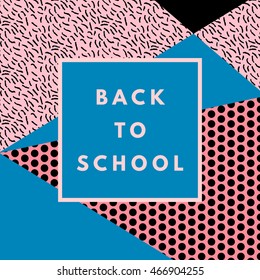 Back to school hipster background geometric texture. Minimal printable journaling card, label design for banner, poster, flyer.