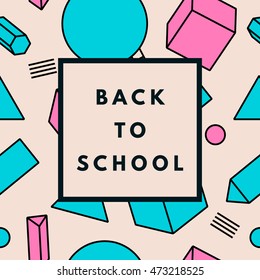 Back to school hipster background geometric texture. Minimal printable journaling card, label design for banner, poster, flyer.