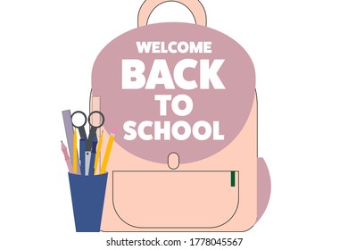 Back to School holiday concept. Template for background, banner, card, poster with text inscription. Vector EPS10 illustration