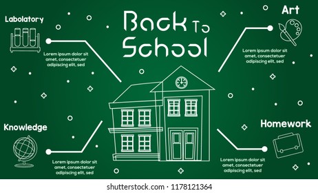 Back to School home infographics icon business vector illustration