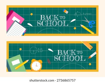 Back to school horisontal banner design template