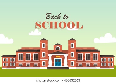 back to school. horizon. building. landscape. vector illustration