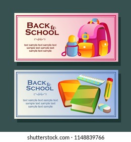back to school horizontal banner with stationary