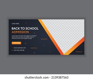 back to school horizontal sale banner design template in dark colour