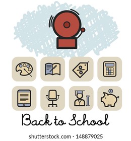 Back to School Icon Background Illustration with School Bell