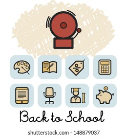 Back to School Icon Background Illustration with School Bell