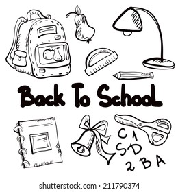 Back to school icon cartoon art drawing set isolated on a white background - vector 