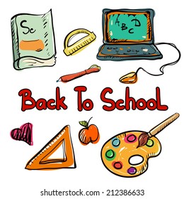 Back to school icon cartoon art drawing set isolated on a white background - vector 