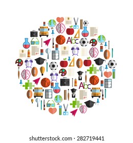 Back to School icon circle, illustration vector.