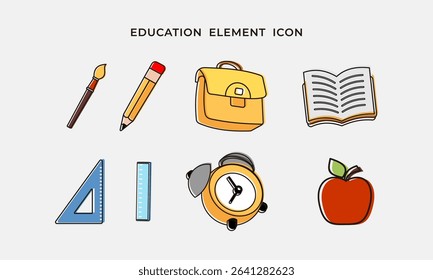 Back to school icon collection. Flat design style minimal vector illustration
