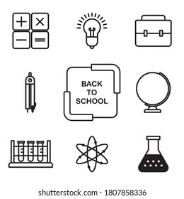 Back to school icon collection with outline style