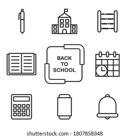Back to school icon collection with outline style