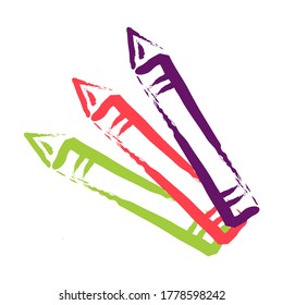 Back to school icon concept with colorful style. School stuff with crayon isolated on white background