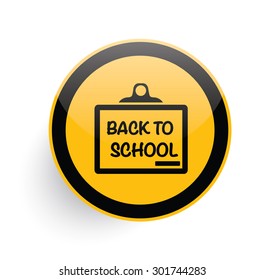 Back to school icon design on yellow button background,clean vector