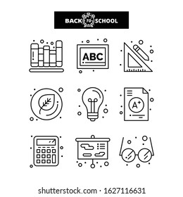 Back to School icon. Education and Learning line icons set.