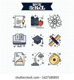 Back to School icon. Education and Learning line icons set.