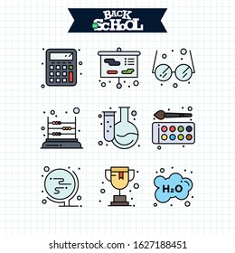Back to School icon. Education and Learning line icons set.