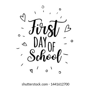 Back to school, icon. Handwritten lettering. Label vector illustration