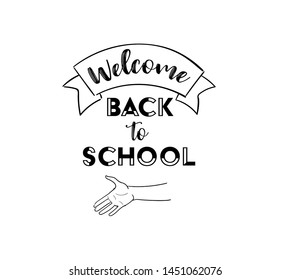 Back to school, icon. Handwritten lettering. Label vector illustration