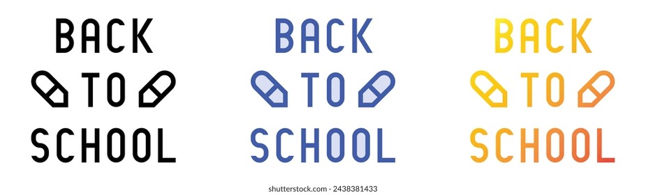 back to school icon. Linear, Blue Fill and Gradient Style Design Isolated On White Background