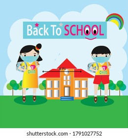 volver al icono de la escuela. nueva situación normal