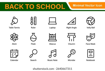 Back to School Icon Pack – Modern Minimal Line Icons for Education, Students, Classroom, Teachers, School Supplies, and Web Design Projects