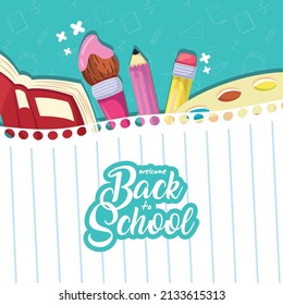 back to school with icon set
