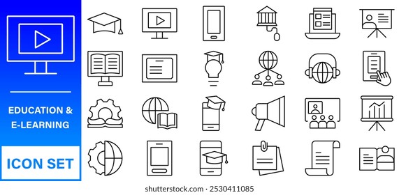 Back to school icon set with 50 different vector icons related with education, success, academic subjects and more.