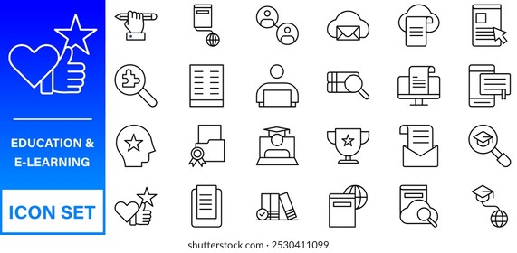 Back to school icon set with 50 different vector icons related with education, success, academic subjects and more.