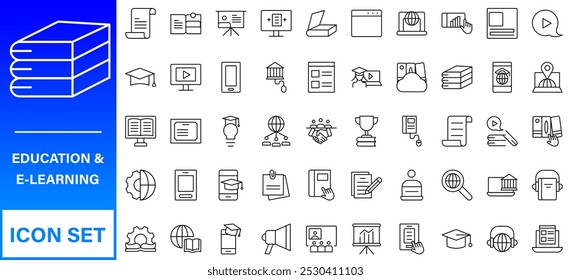 Back to school icon set with 50 different vector icons related with education, success, academic subjects and more.