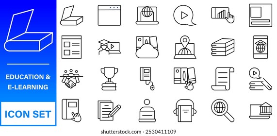 Back to school icon set with 50 different vector icons related with education, success, academic subjects and more.