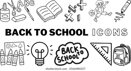 Back to school icon set collection