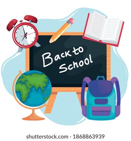 Volver al diseño del conjunto de iconos de la escuela, tema de la lección de clase de educación Ilustración vectorial