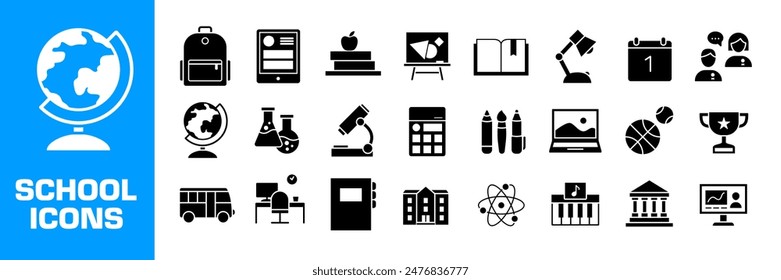 Back to school icon set. Isolated vector education icons.
