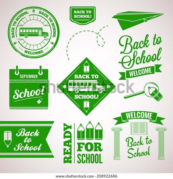 Back School Icon Set Labels Design Stock Vector Royalty Free