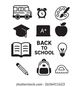 Back to school icon set  silhouette icon 