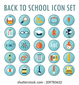 Back to school icon set. Vector illustration. Part 1