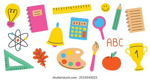 Back to School icon set. Vector illustration