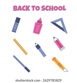 Back to school icon set. Vector illustration