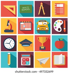 Back To School icon set. Vector Illustration