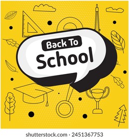 Back to school icon vector design with speech bubble