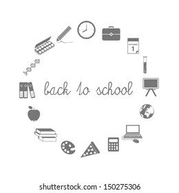 back to school icons in circle